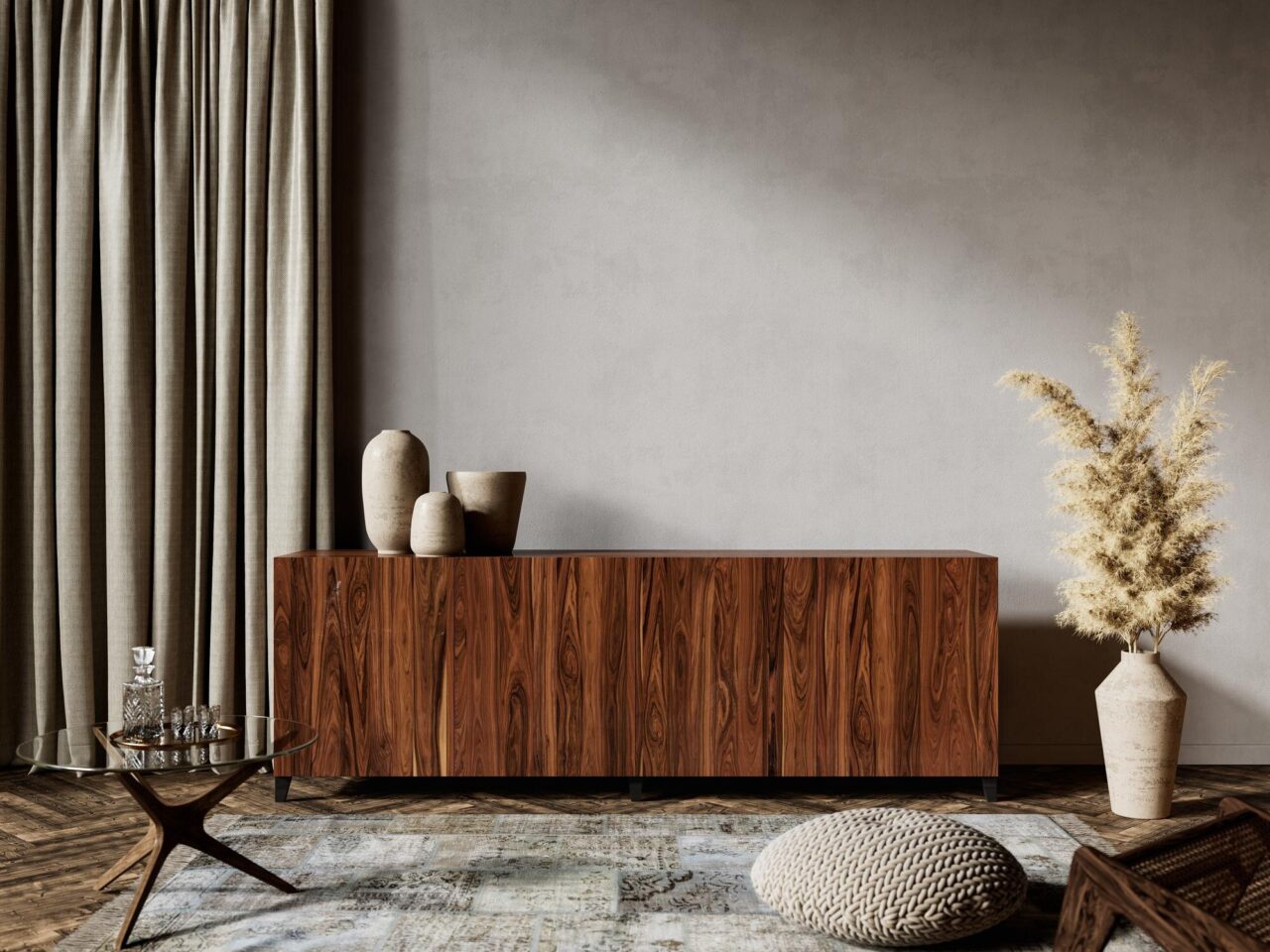 Comode TV în culoarea nucului – recomandări pentru un decor cald și elegant