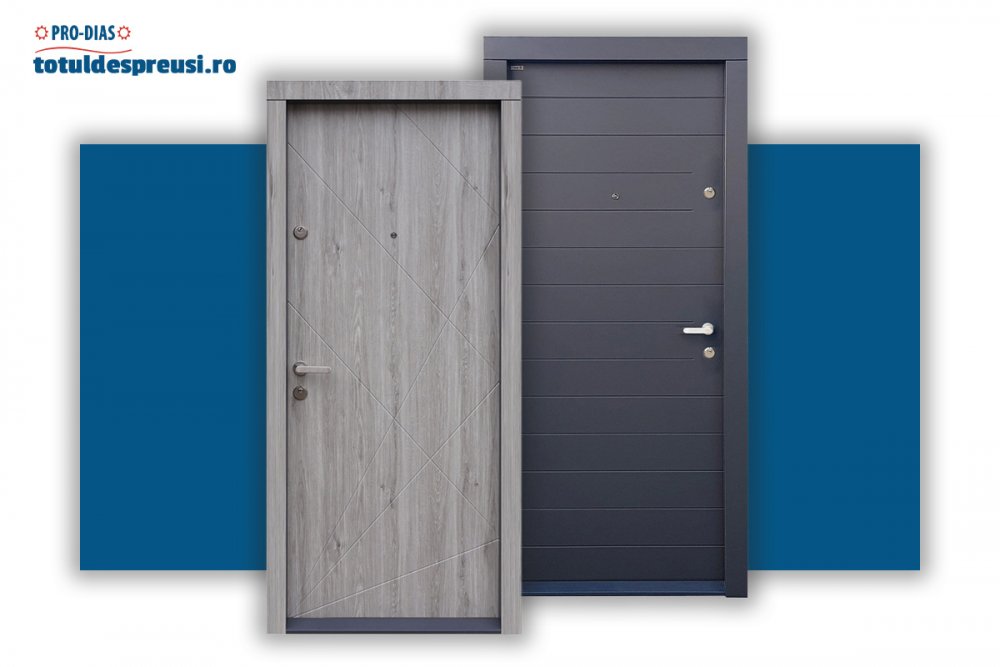 Două uși de exterior moderne, gri